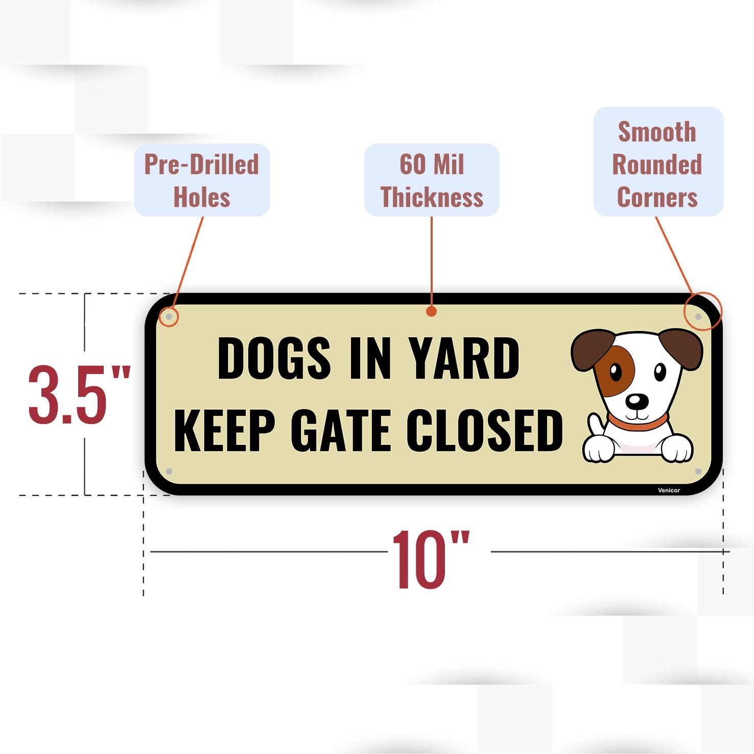 2 PCS 10×3.5 inch “Dog In Yard Keep Gate Closed” Sign Funny Aluminum Plate