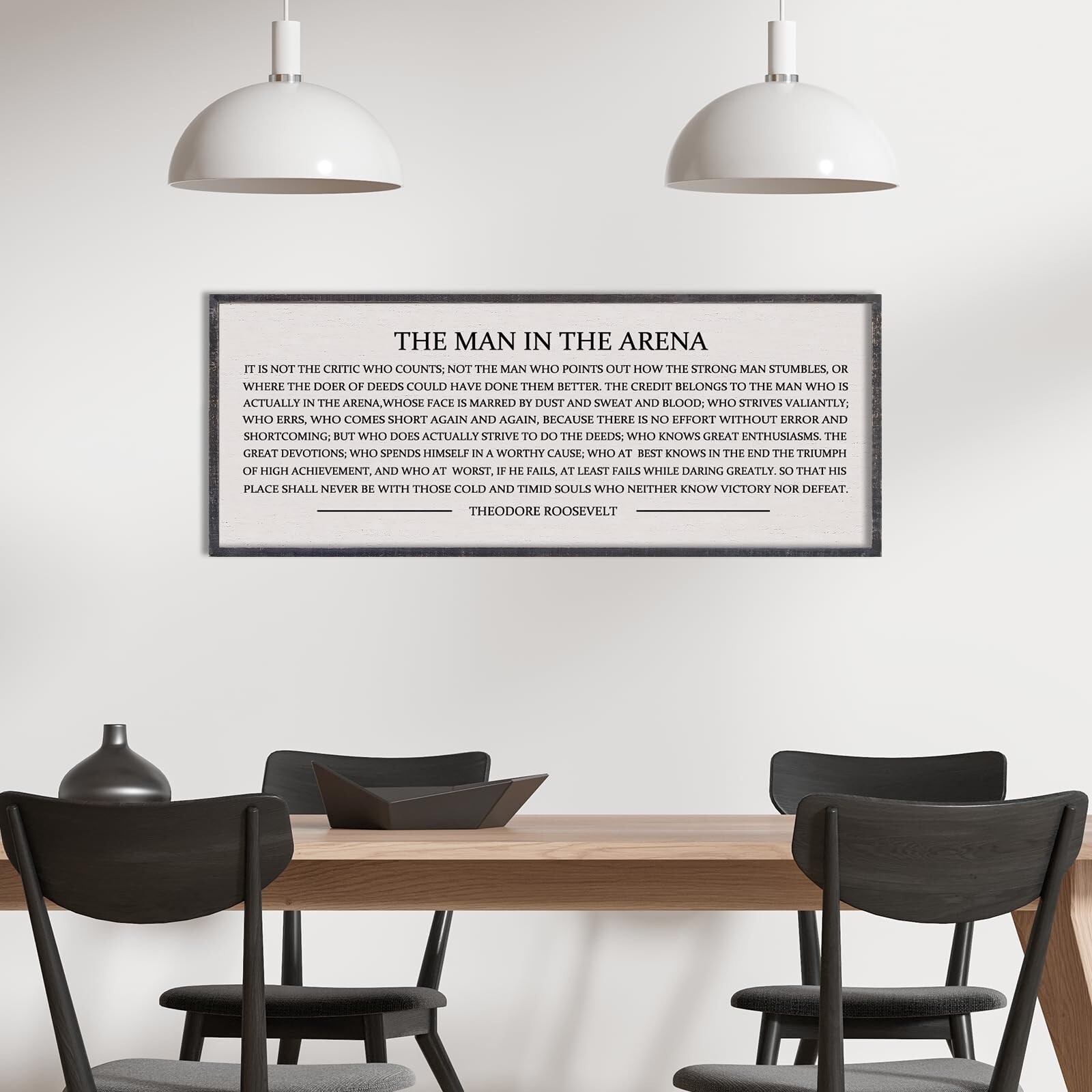 The Man in the Arena Wall Decor 40”x15” Inspirational Quotes Office Wood Fr…