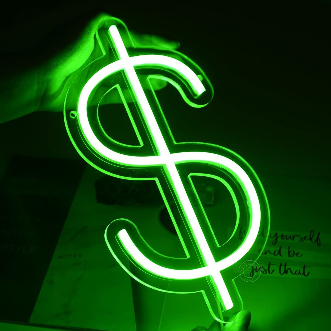 LED Dollar Sign Neon Light – Money Wall Decor for Home, Game Room, Bar, Office –