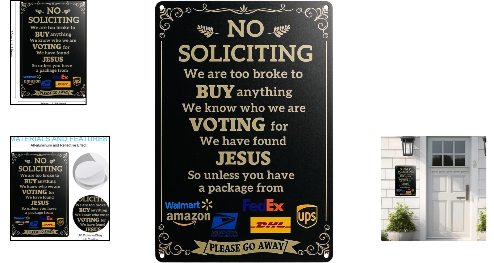 Versatile No Soliciting Sign with Pre-Drilled Holes – Easy to Mount Anywhere