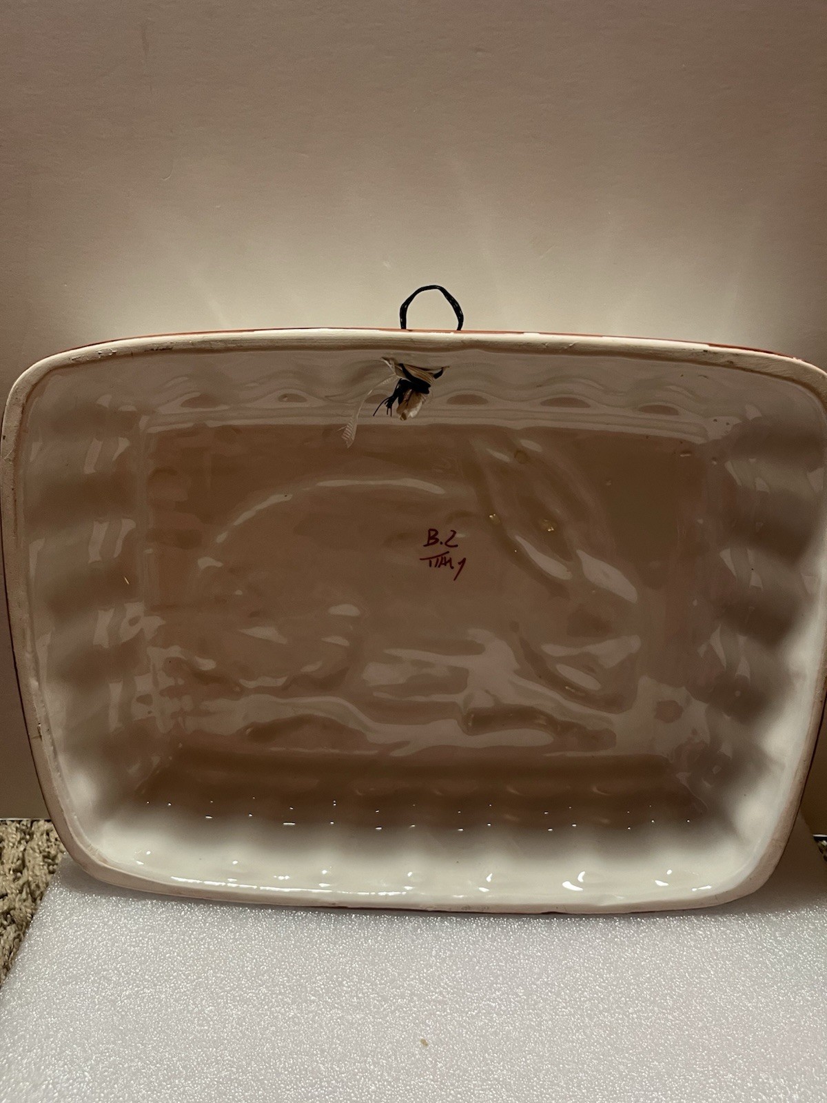 Italian Bunny Wall Platter Ceramic Brown/White EUC