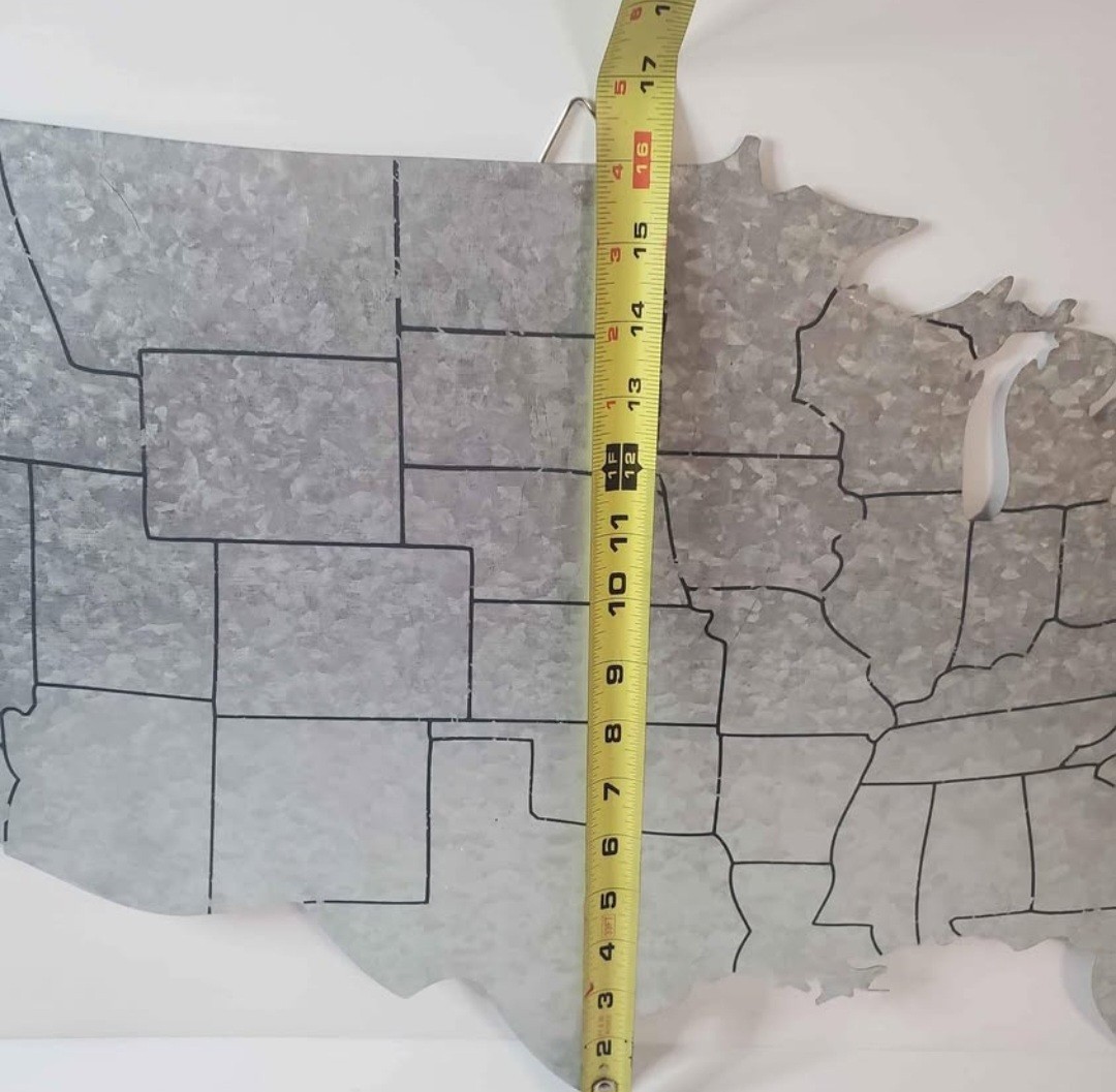 Metal Cutout United States USA Magnetic State Board Map 27″ x 16″