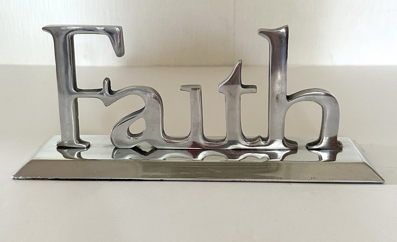 Silver Tone Metal 3D Freestanding Letters Love Peace Faith 3Piece Word Decor Set
