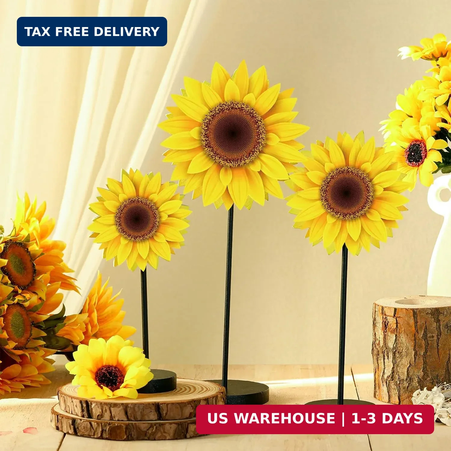 Maitys 3 Pcs Summer Table Decor Sunflower Wood Table Sign Summer Freestanding Ta