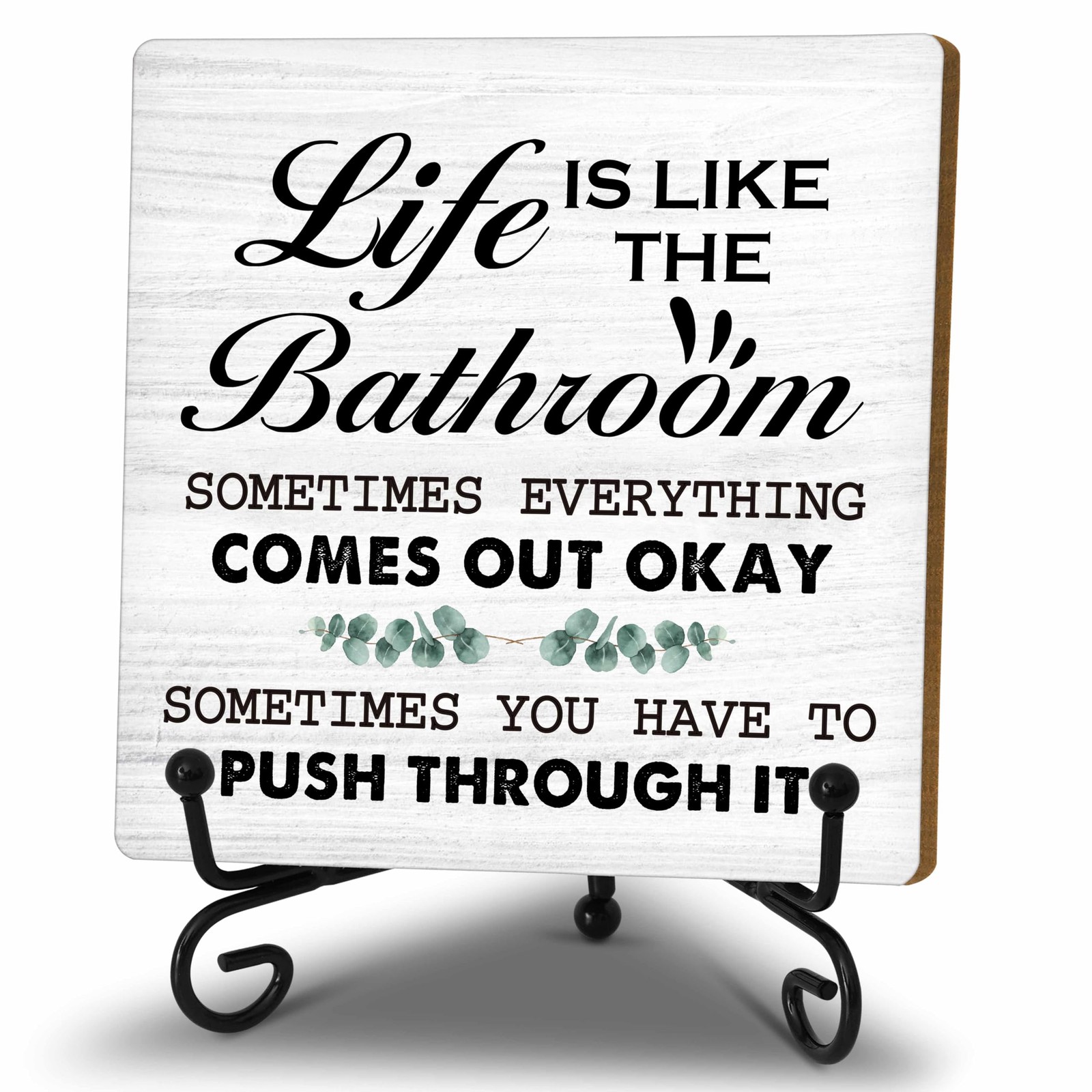 Life Is Like The Bathroom Wood Decor Sign, Rustic medium, multicolor