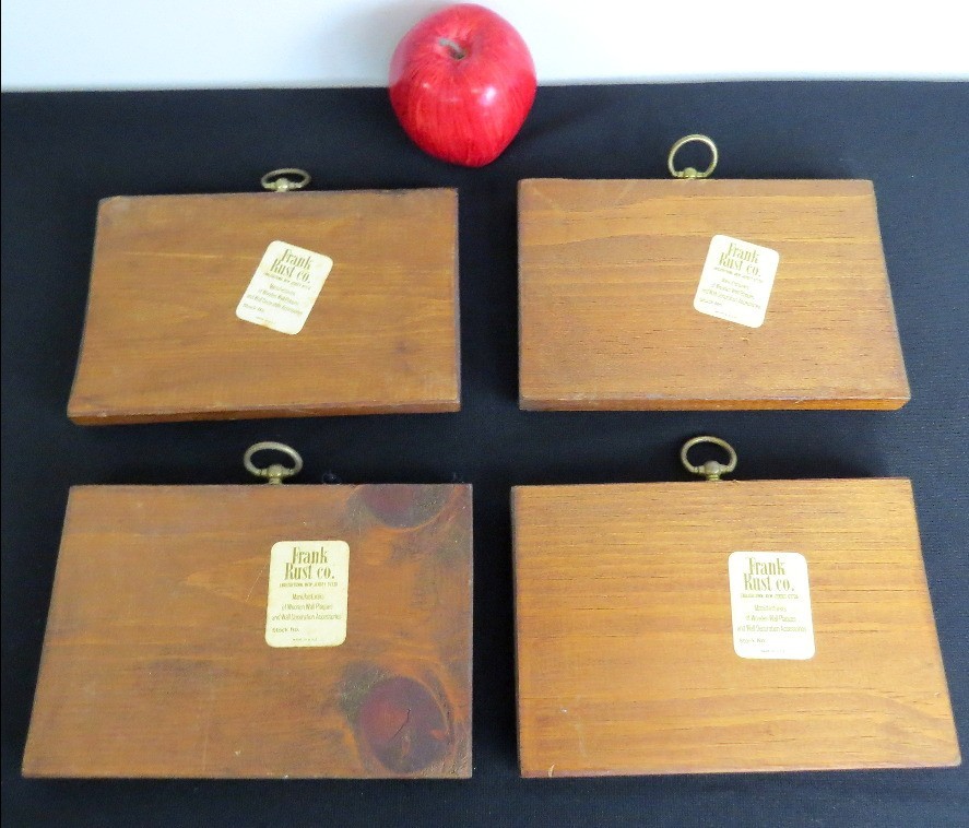 Four vintage 1960’s Frederick Elmiger Antique Cars Pine Wall Plaques