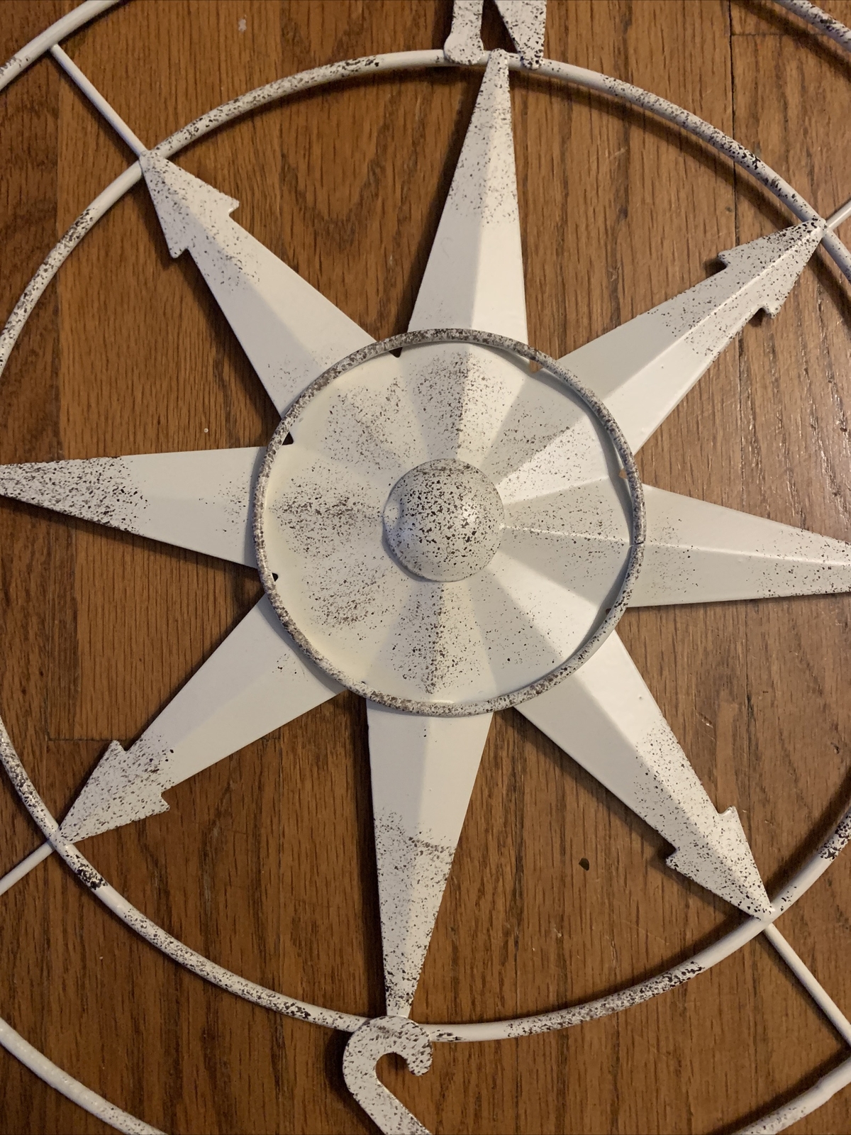 Shabby Chic Nautical Barn Star Metal Compass Wall Hanging Art Approx 13” ❤️tb