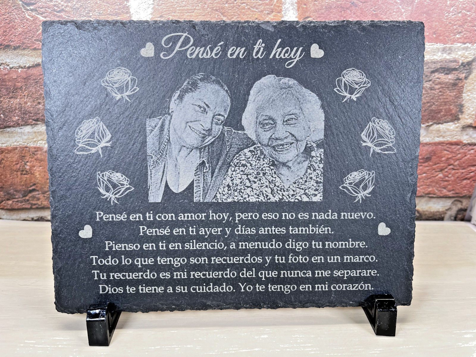 Custom Rectangular Slate Memorial Plaque 9″ x 7″ with plastic feet