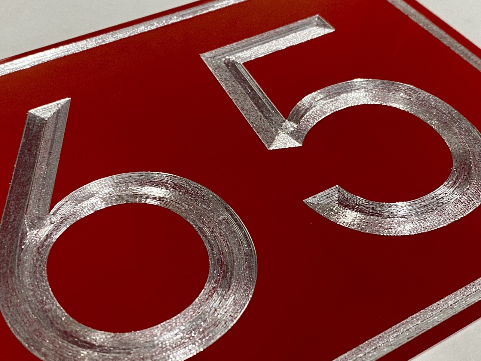 Engraved Personalized Custom House Number Street Address RED Metal 12×5 Sign