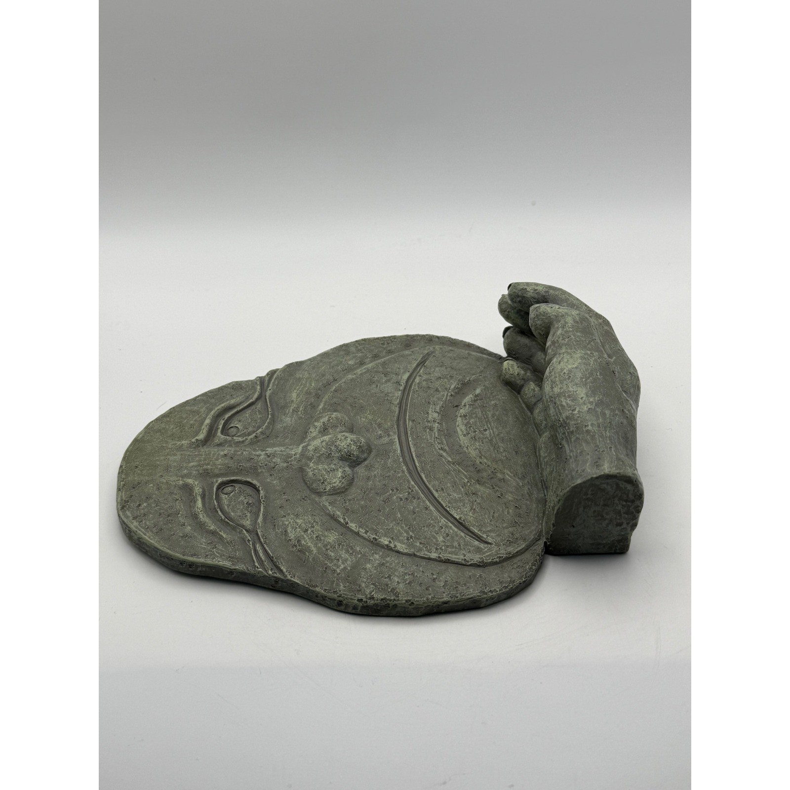 International Bazaar Sad Face Wall Plaque Stone Look Verdigris Resin Art
