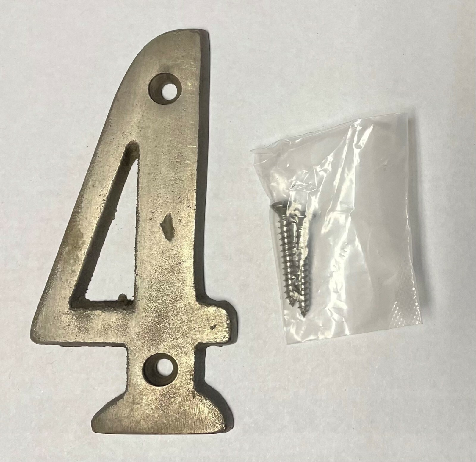 4″ Rustic Silver Patina Solid Bronze Metal House Numbers 4 INCH PICK NUMBER