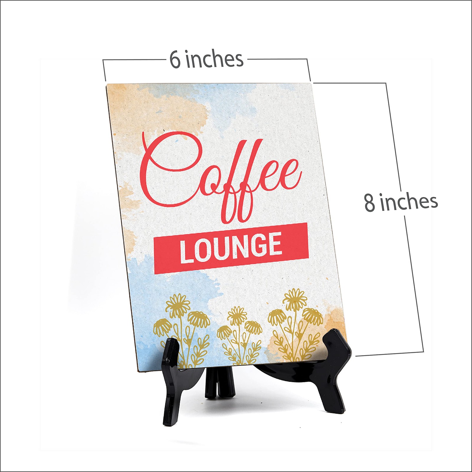 Signs ByLita Coffee Lounge, Blue Watercolor Table Sign (6 x 8″)