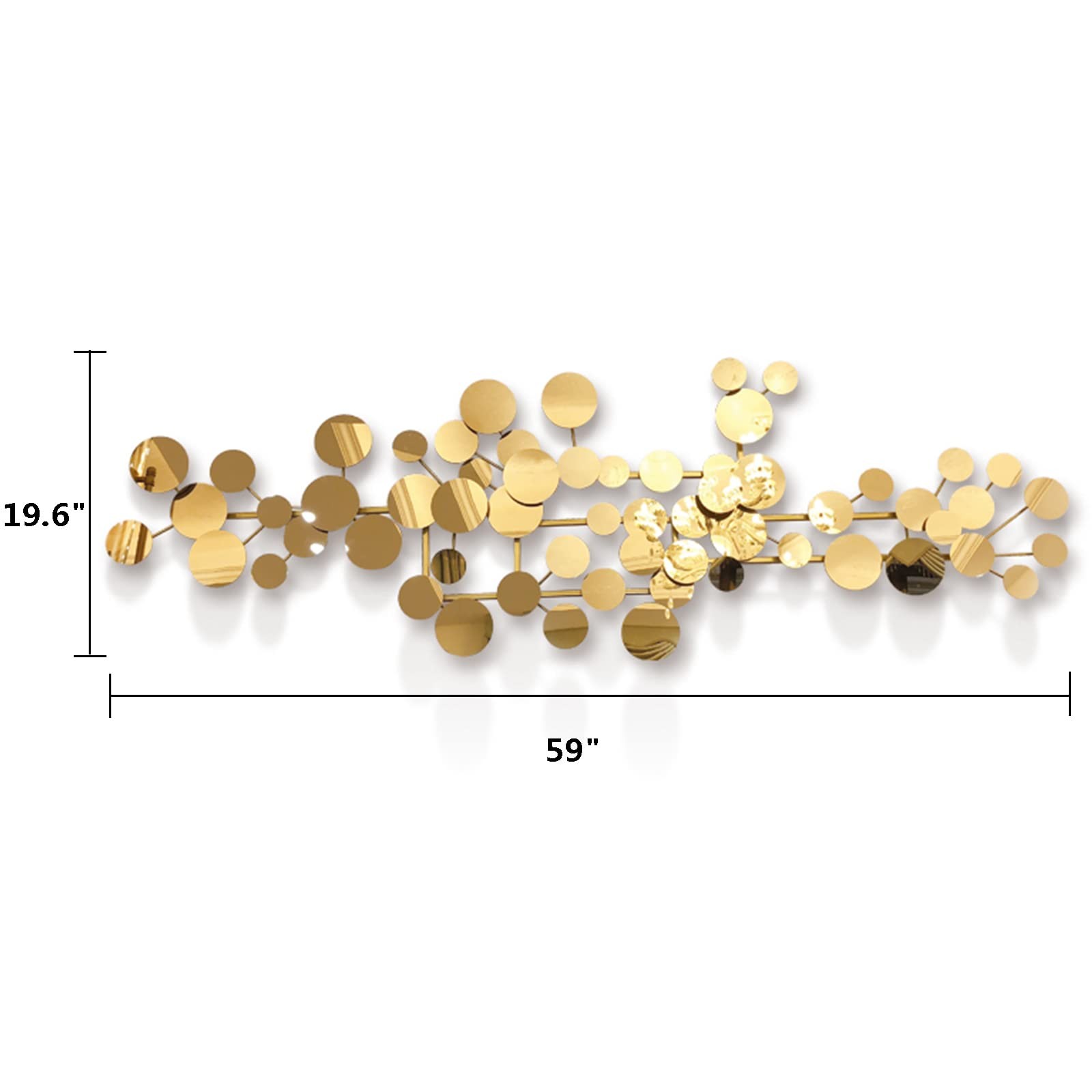59″ Large Gold Metal Wall Art/Modern Geometric 3D Luxury Decor