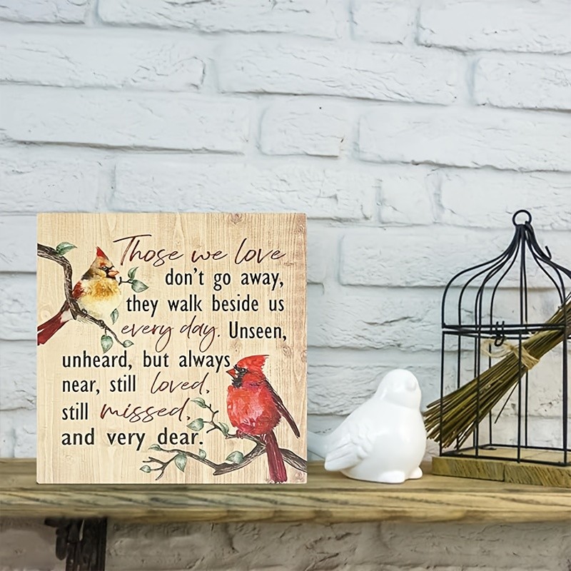 2D Memorial Cardinal Wooden Box Sign “Those We Love Don’t Go Away” Home Decor