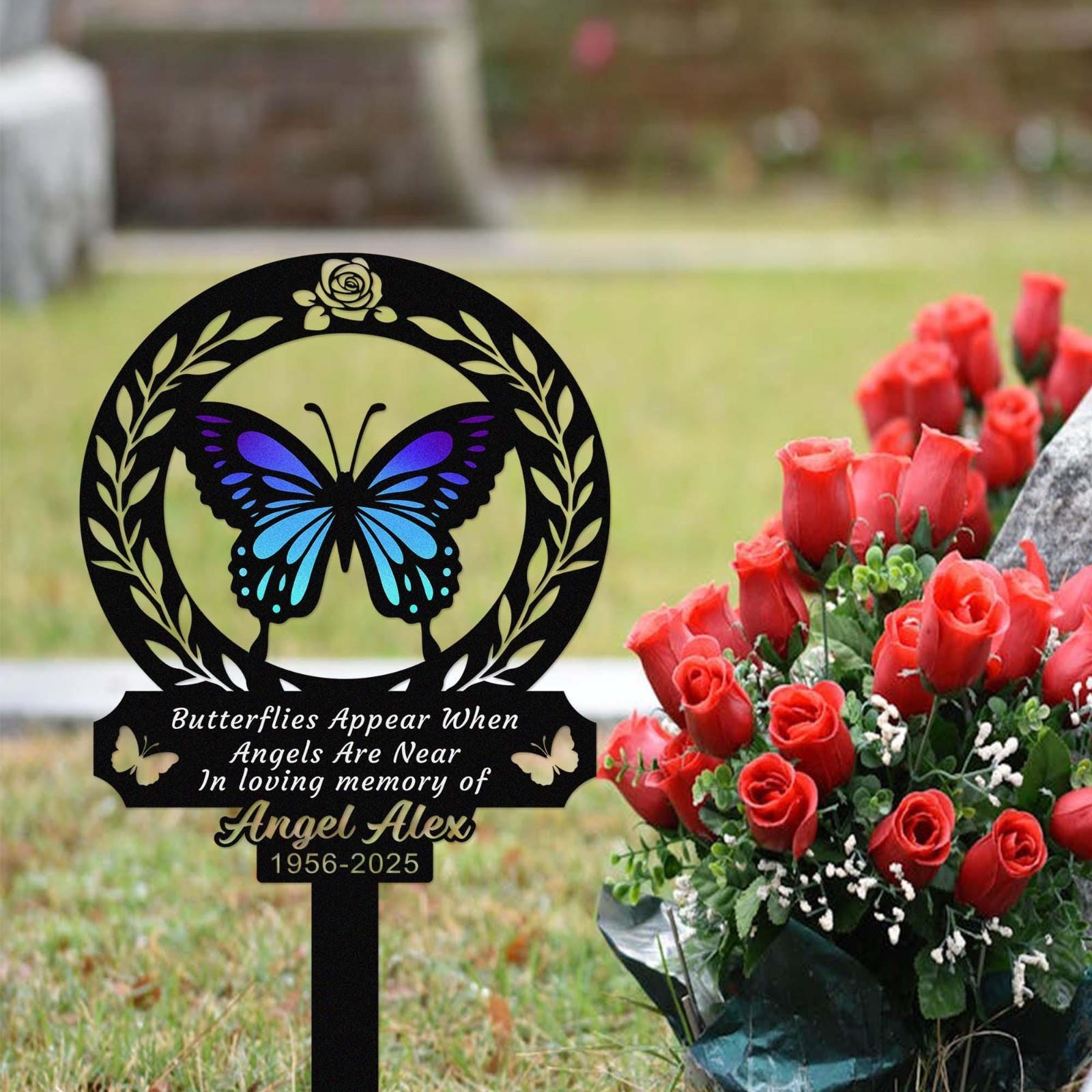 Butterfly Memorial Garden Stake, Personalized In Loving Memory Yard Sign