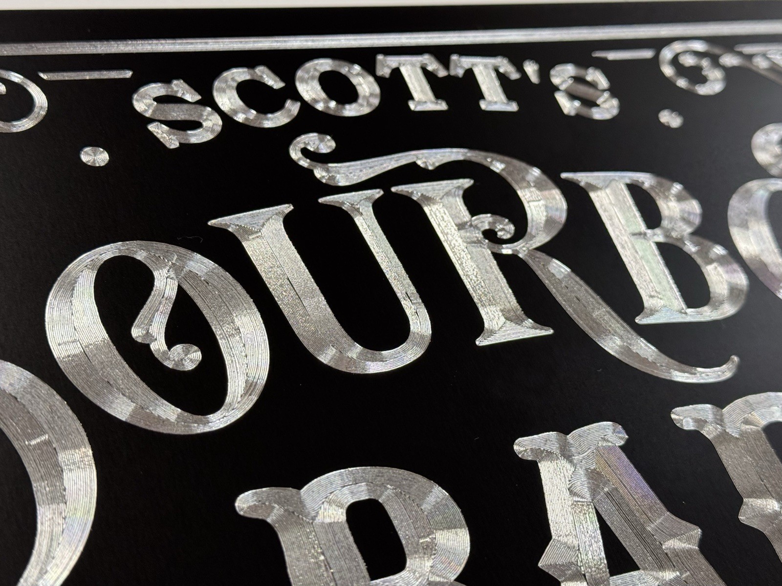 Custom Personalized Your Name Bourbon Bar Diamond Etched Metal 15×9 Sign Gift
