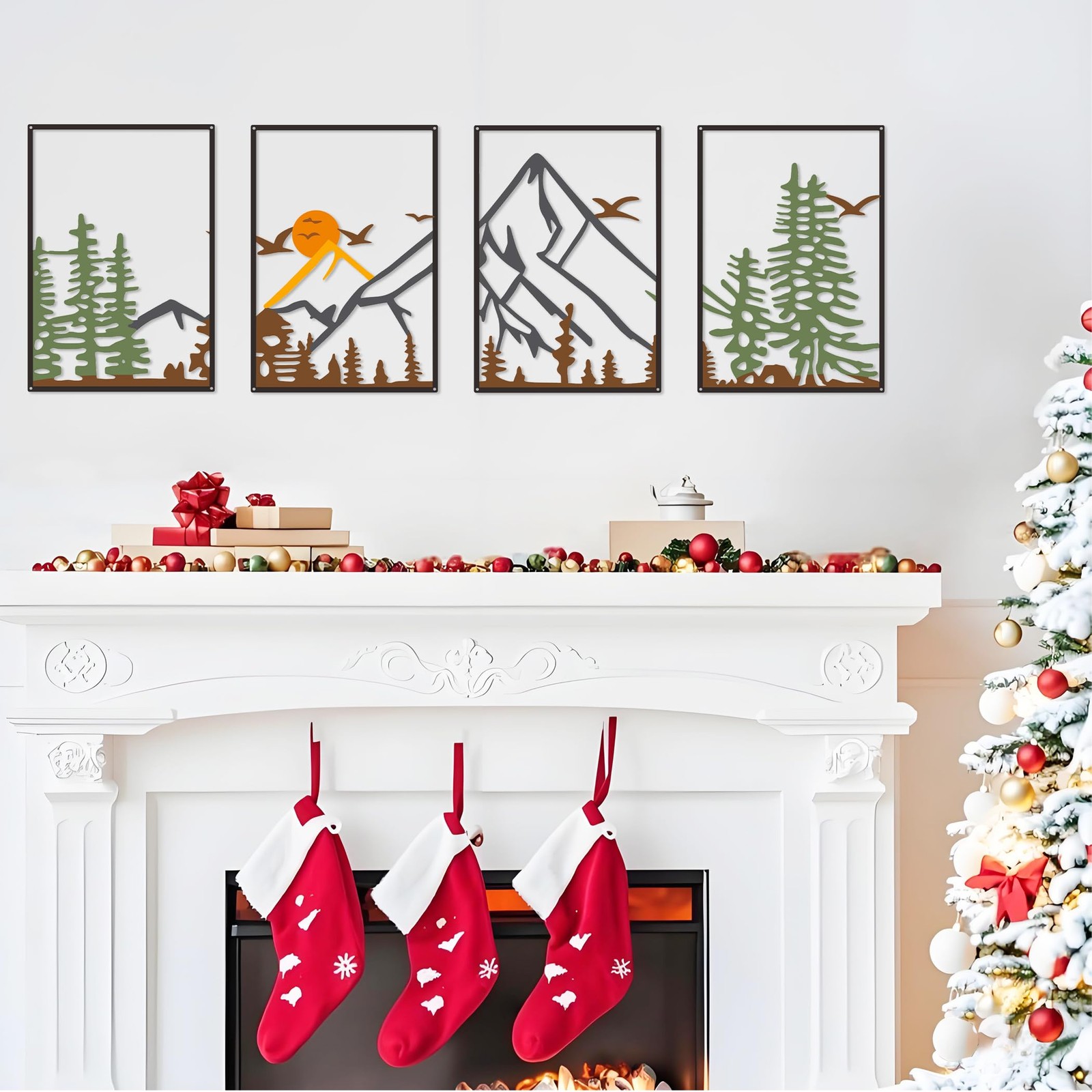 Colorful Metal 47.24 x 15.7 inch Mountain Wall Decor – Minimalist Wall Art fo…
