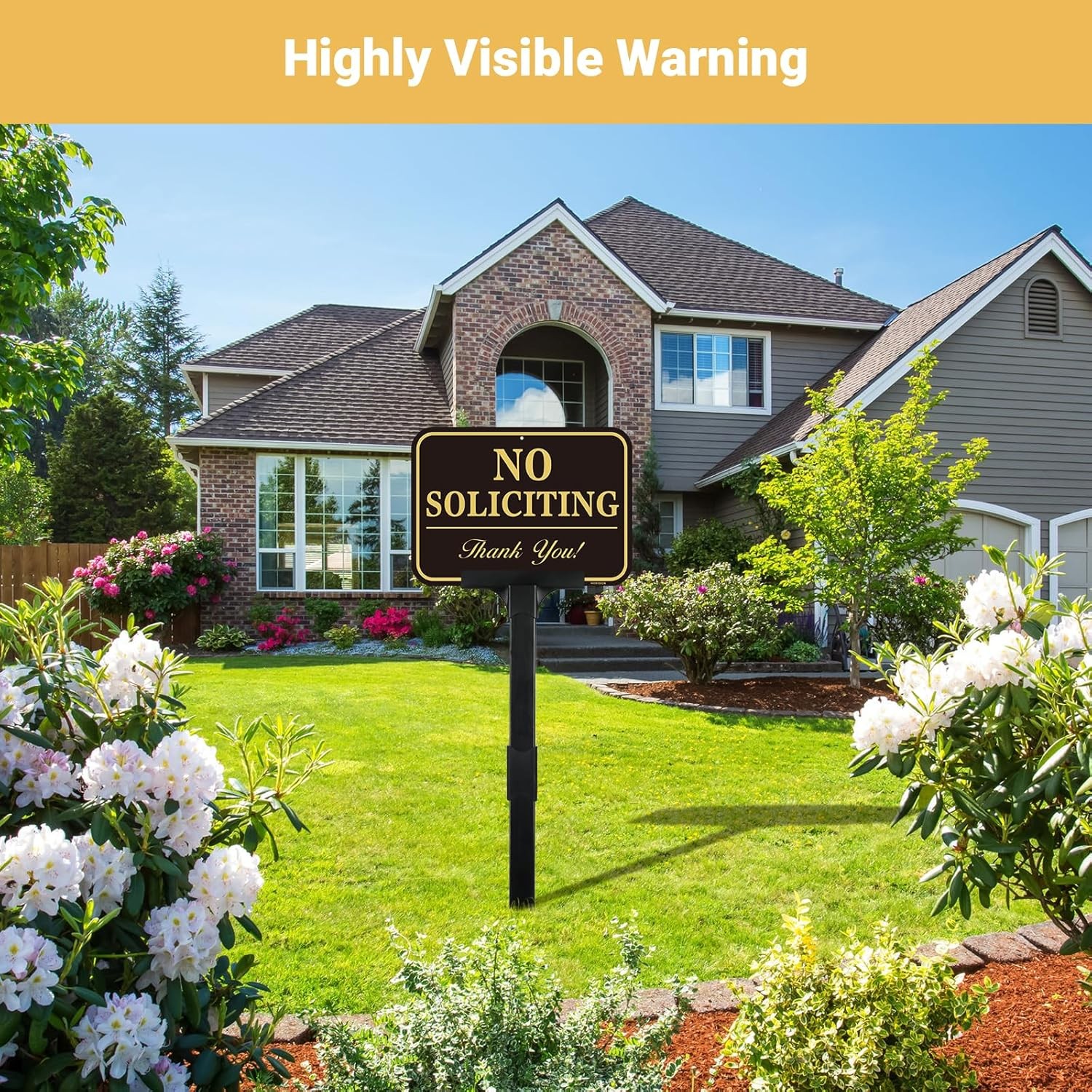 No Soliciting Sign for House with Adjustable Height Stake Set-14×10 Inch/42 Inch