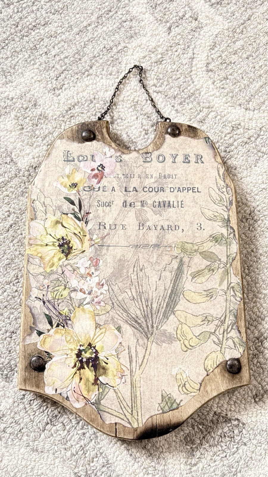 French Country Floral Wall Plaque | Cottagecore Shabby Chic Wall Decor