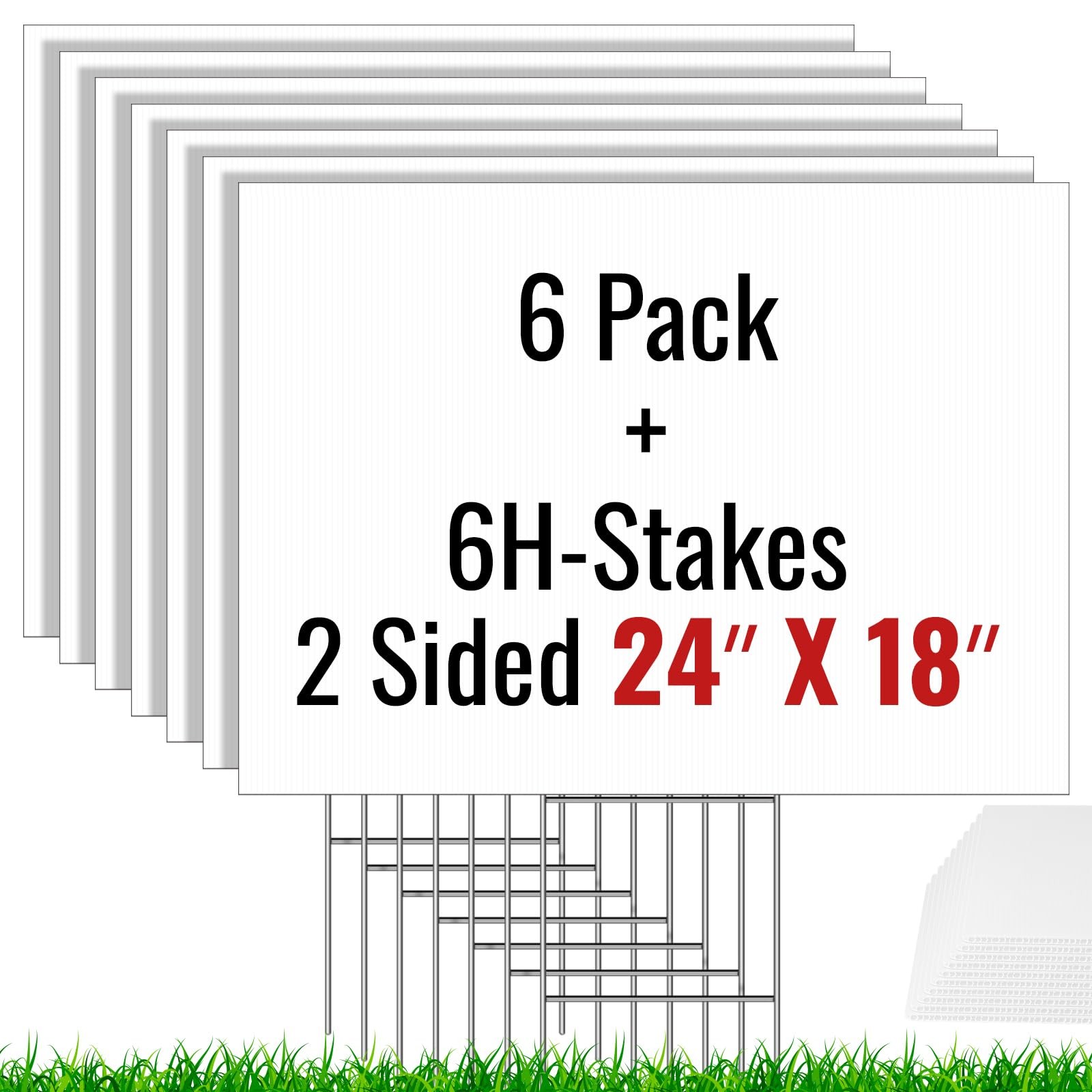 6 Pack Blank Yard Signs with Stakes 24X18inch, IKAYAS 24X18inch Large Size Wh…