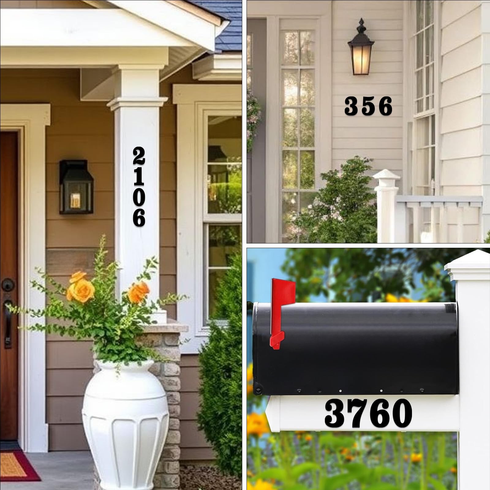 4″5″6″7″8″ House Numbers for Outside Modern Address Sign – Matte Black Metal …