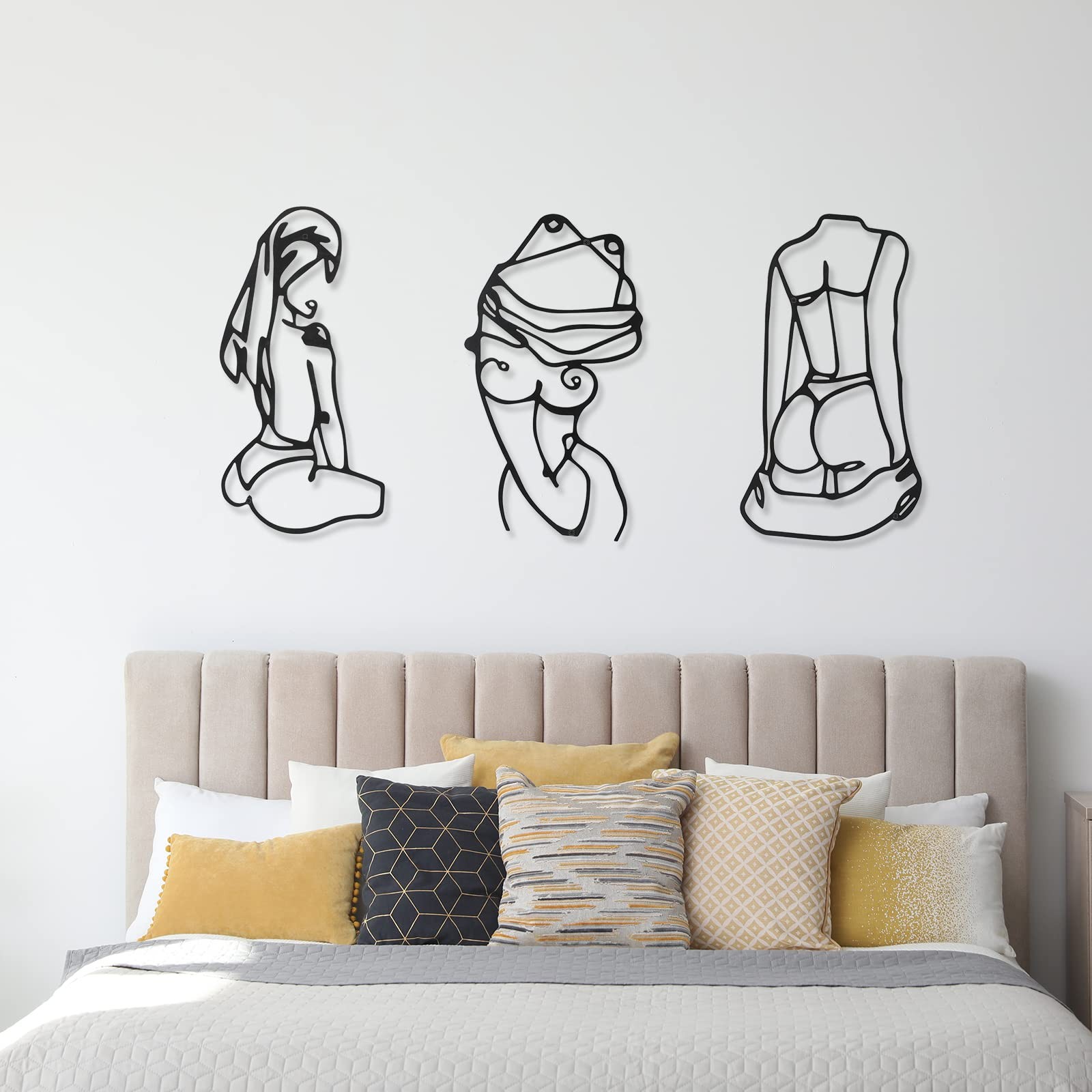 3 Pcs Metal Wall Art Decor Minimalist Abstract Woman Wall Art Metal Modern Li…