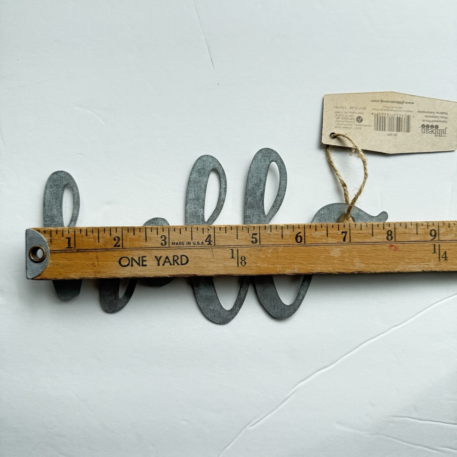 Hello Script Metal Word Sign, Galvanized Tin, Craft DIY Home Decor, Plaque Decor