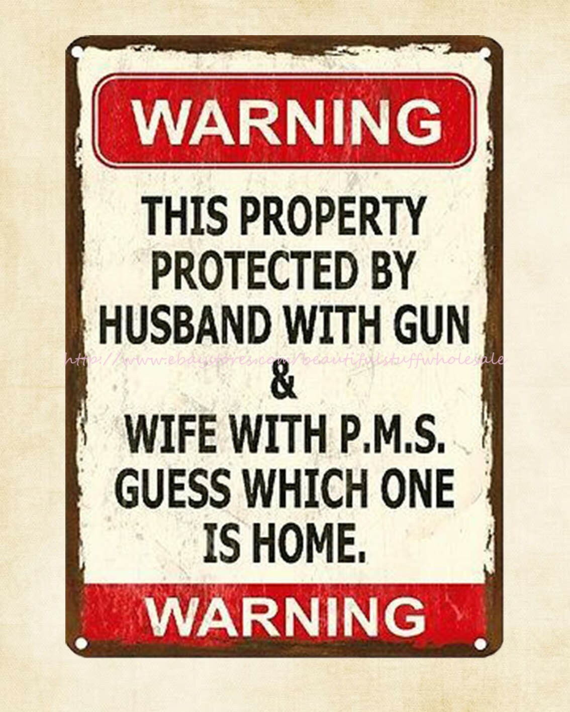 office dressing idea property protected by with gun warning tin sign
