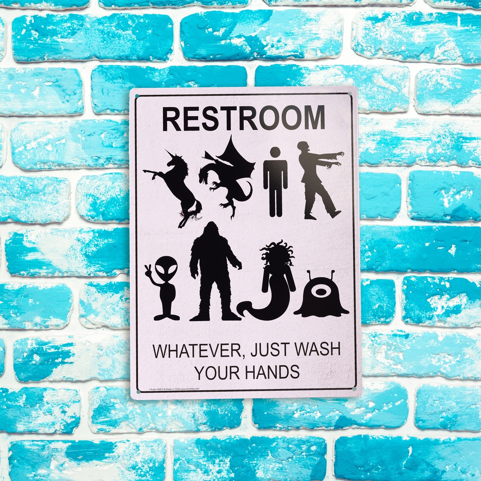 Metal Sign “RESTROOM: Whatever Just Wash Hands” Funny Gender Bathroom Decor #D-1