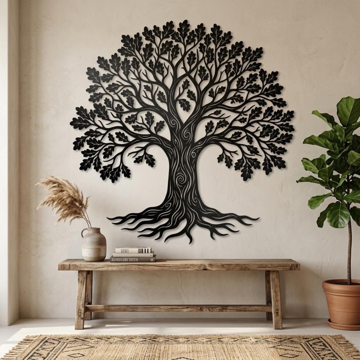 Oak Tree Metal Wall Decor, Tree of Life Wall Art, Large Living Room Wall Art