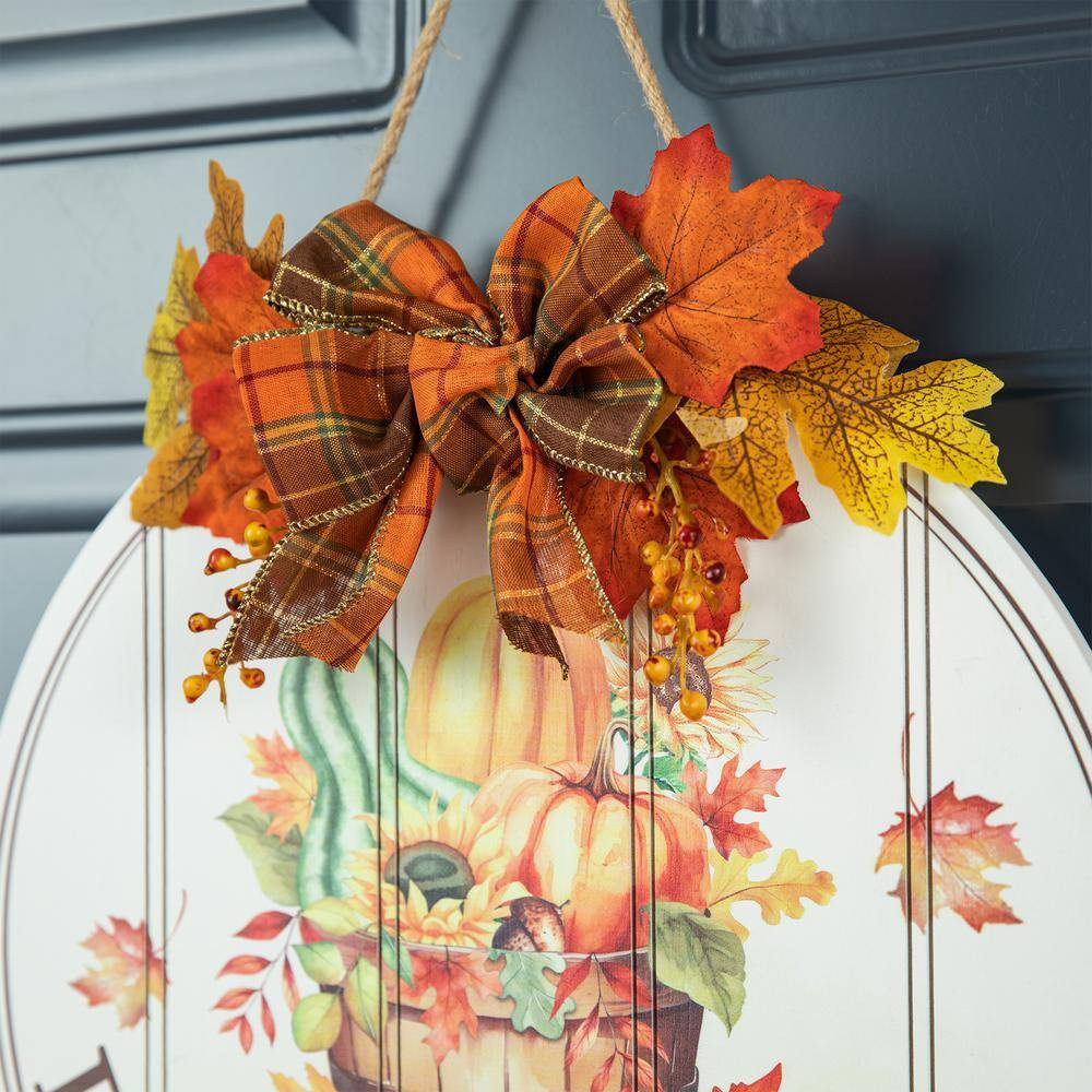 15 In. D Fall Wooden round Word Sign Door Hanger