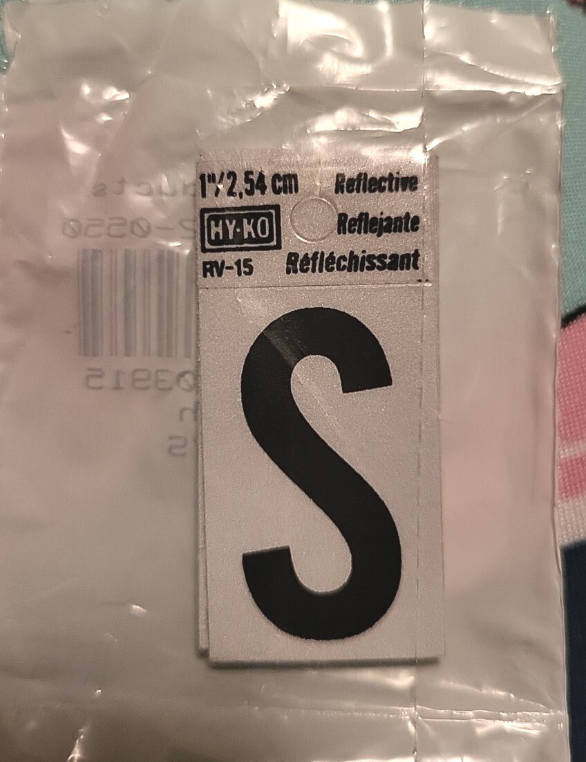 Hy-Ko Vinyl 1 In. Reflective Adhesive Letter S RV-15-S Pack of 10 Hy-Ko USA