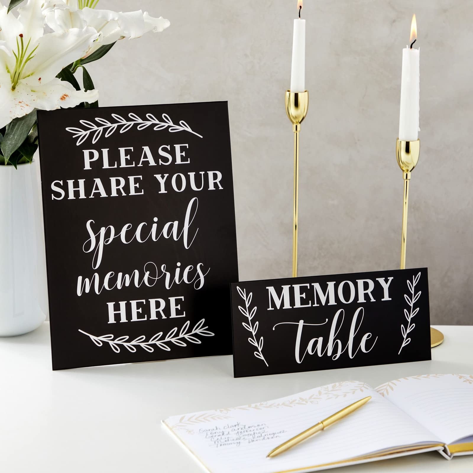 Juvale Rectangular Memory Table Signs – Easel for Funeral Medium, Black