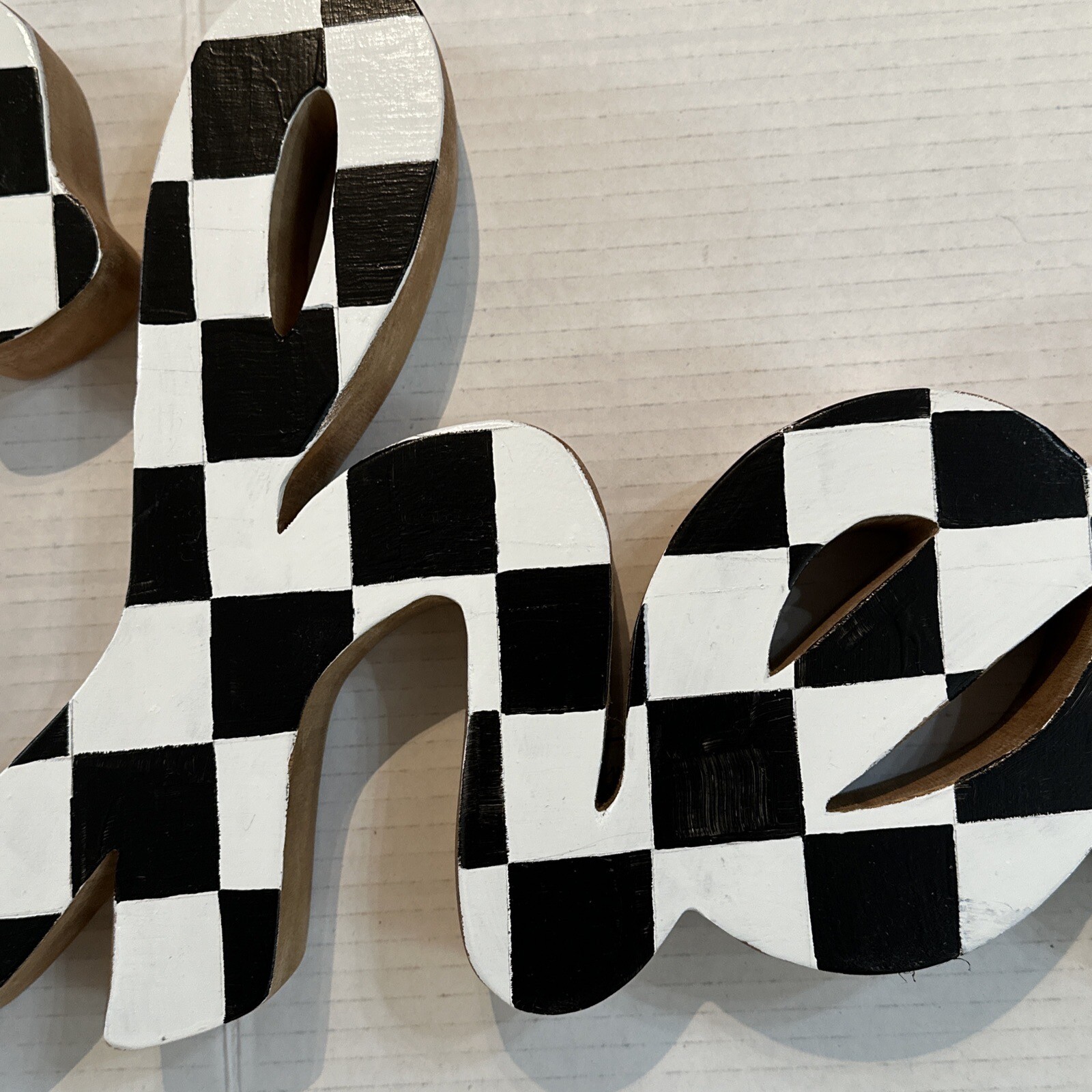 CHEERS Wood Sign 3D Man Cave Game Room Word Black And White Handpainted 26X9.5
