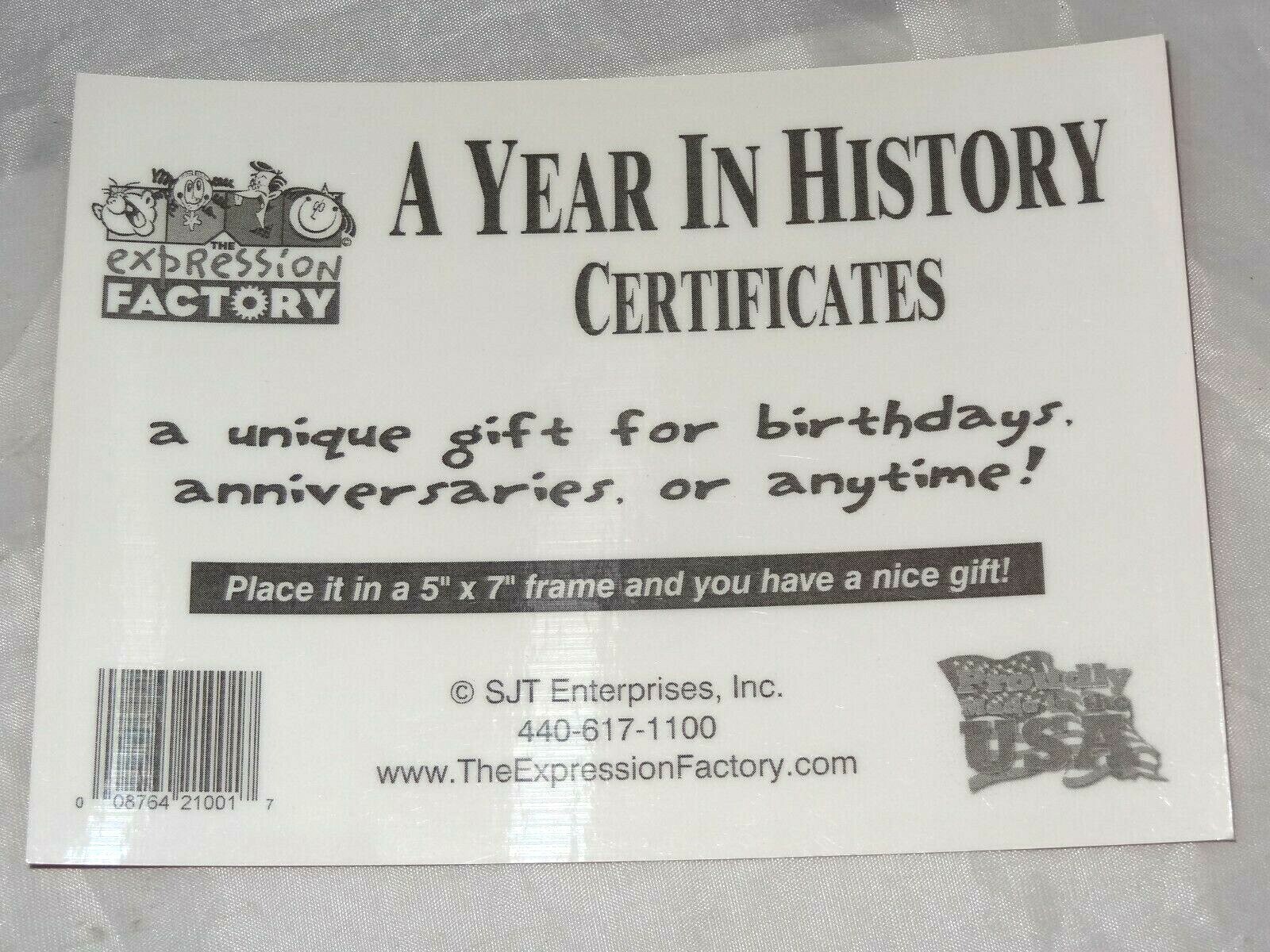 A Year In History Sign w/ Events From Year of Birthday 1935 1937 1940 1966 1968