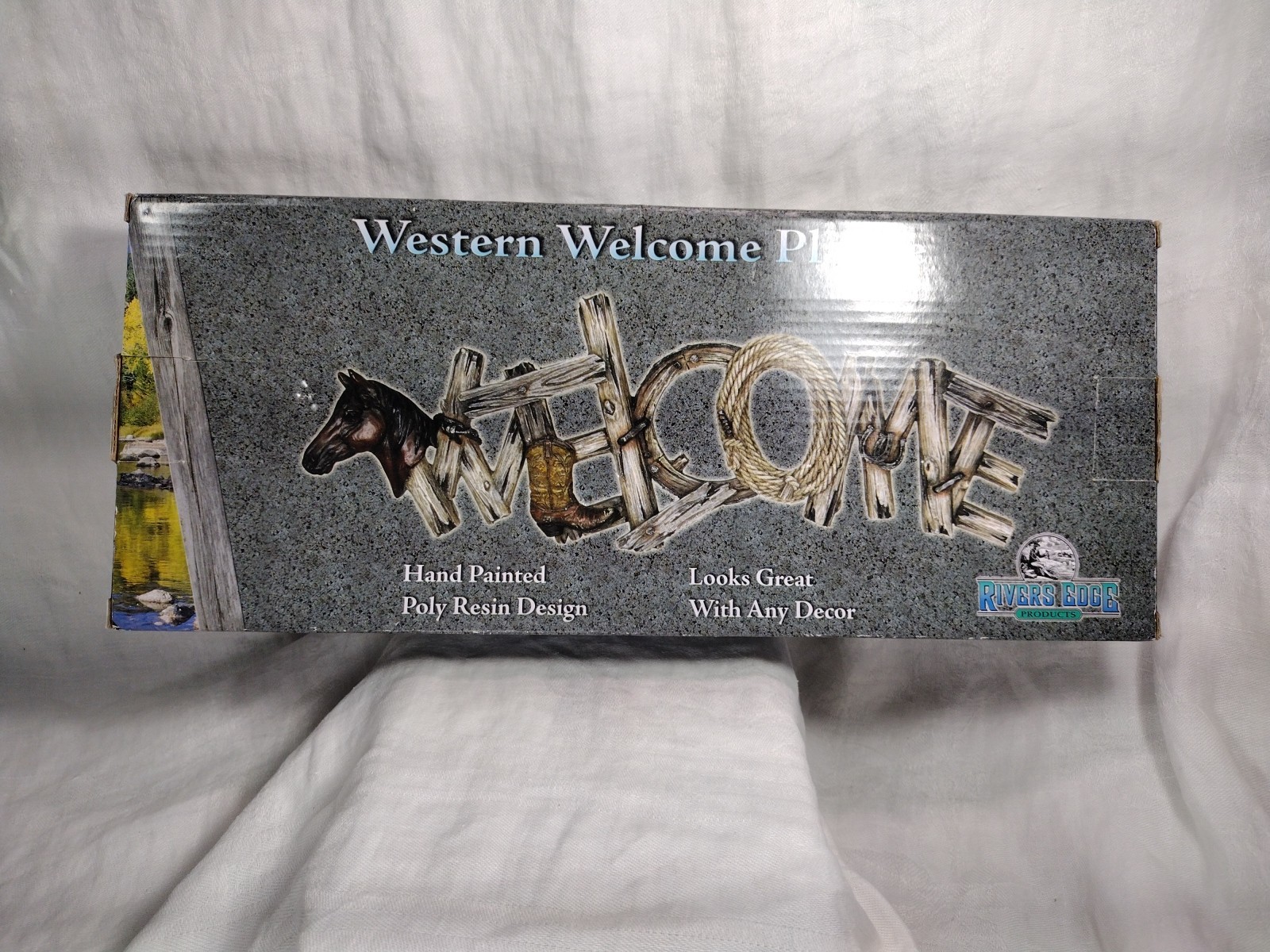 Western Welcome Sign Hanging Decor Horse Poly Resin Rivers Edge Products 11″x4″