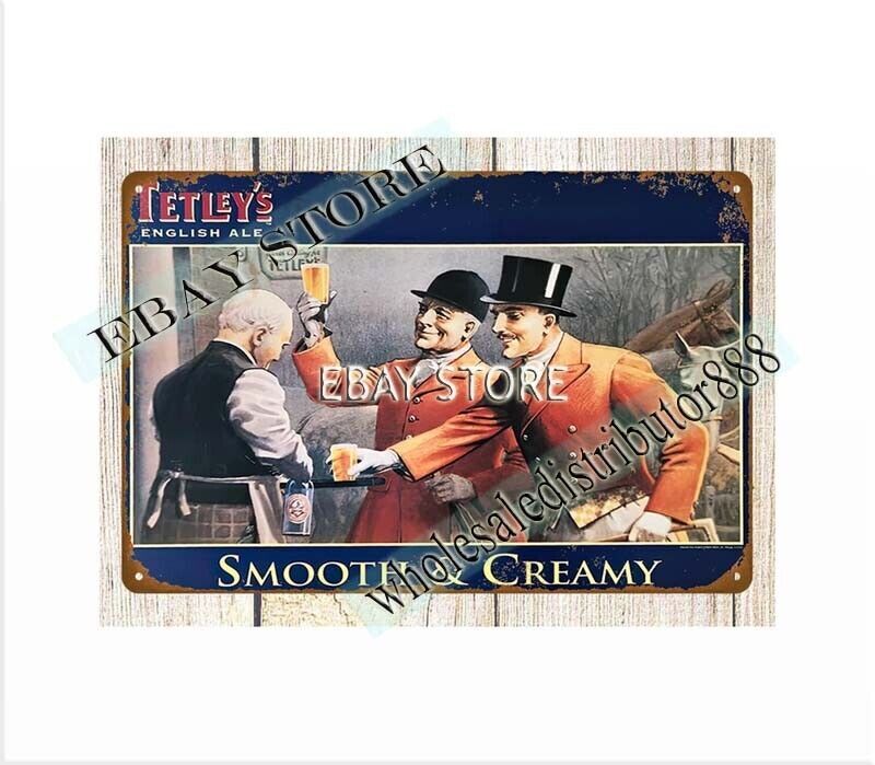 Tetley’s English Ale Cabin Lodge Decor metal tin sign rod indoor wall decor