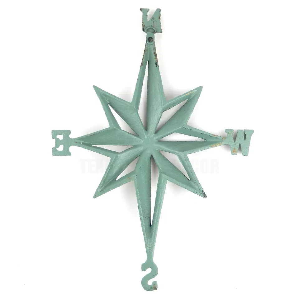 Changes In Latitudes Vintage Patina Wall Rose Compass Nautical 14″ North So Ea W