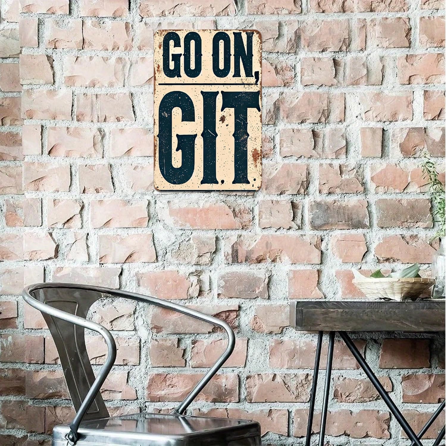 Motivational Go On Git sign, Vintage Inspirational Tin Metal Signs print Aesthet