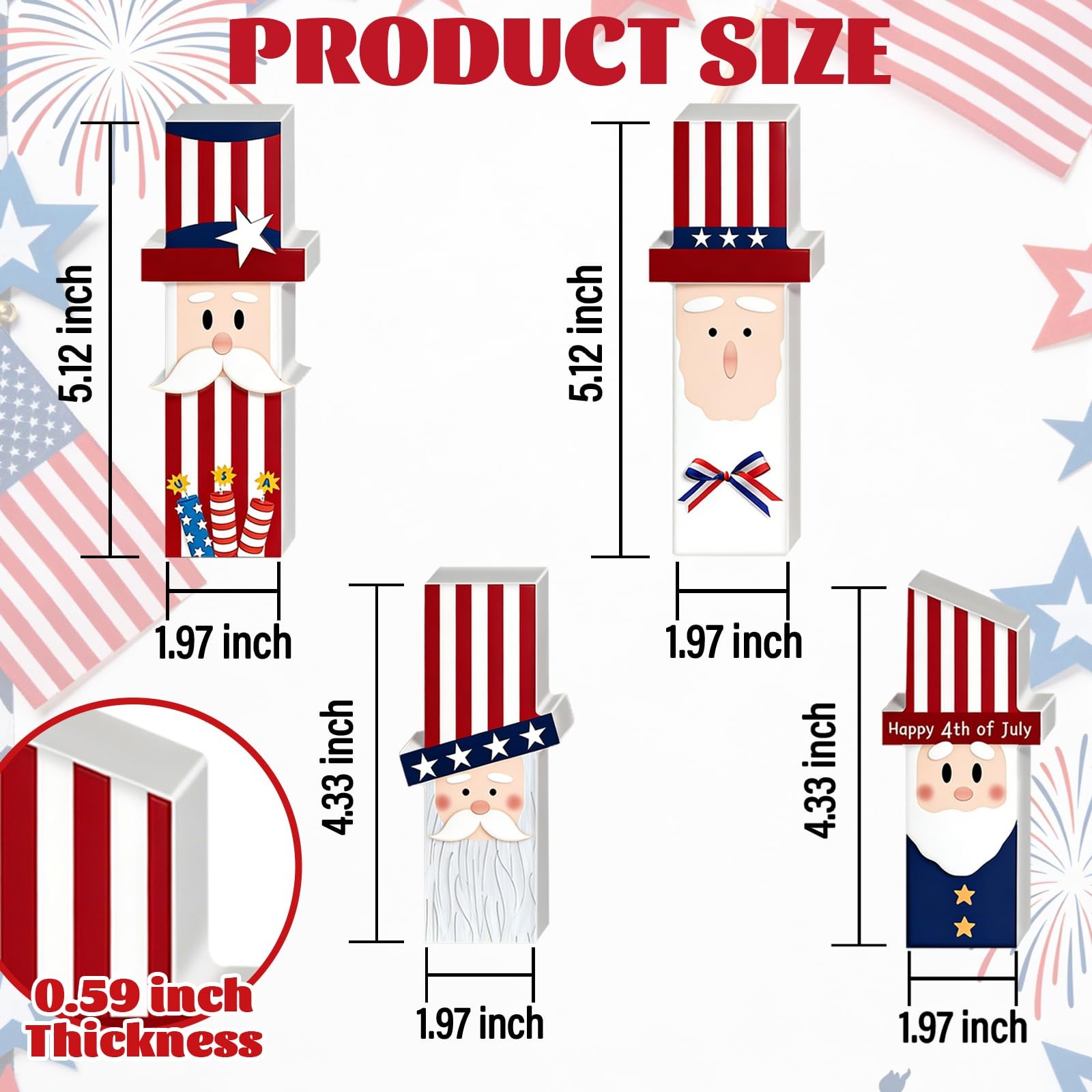 4 Pcs 4th of July table Decorations Patriotic Wooden Table Decor, Red White B…