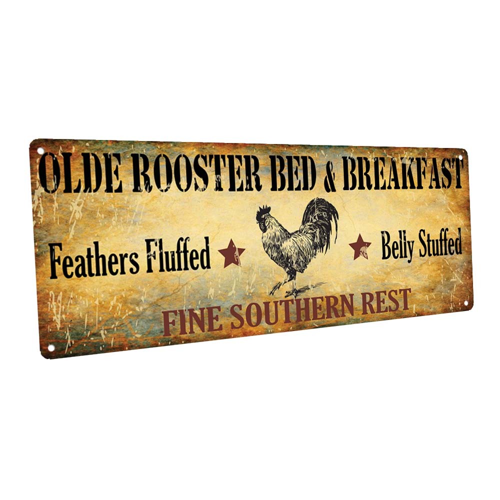 Olde Rooster Bed and Breakfast Metal Sign; Decor for Kitchen and Dinning Room