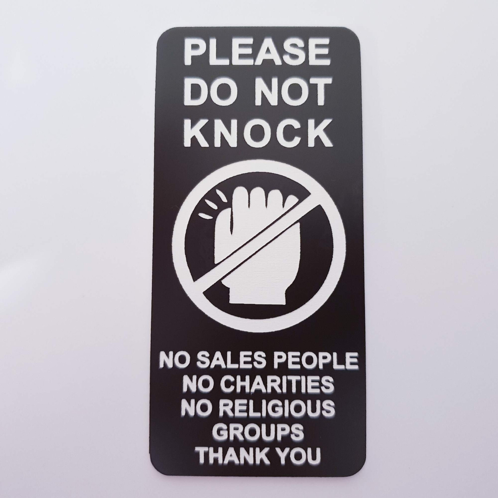 Please Do Not Knock Sign Plaque No Sales People Charities Religious Groups