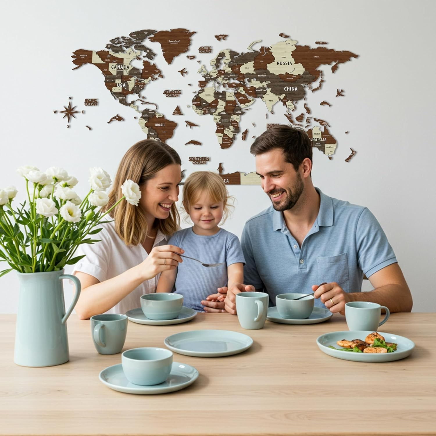 3D Wooden World Map Wall Decor – Perfect Gift for Travelers and Home Decor