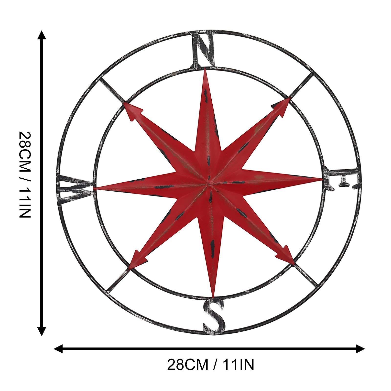 aboxoo Round Metal Compass Decorative Compass Metal Wall Art Hanging Wall Scu…
