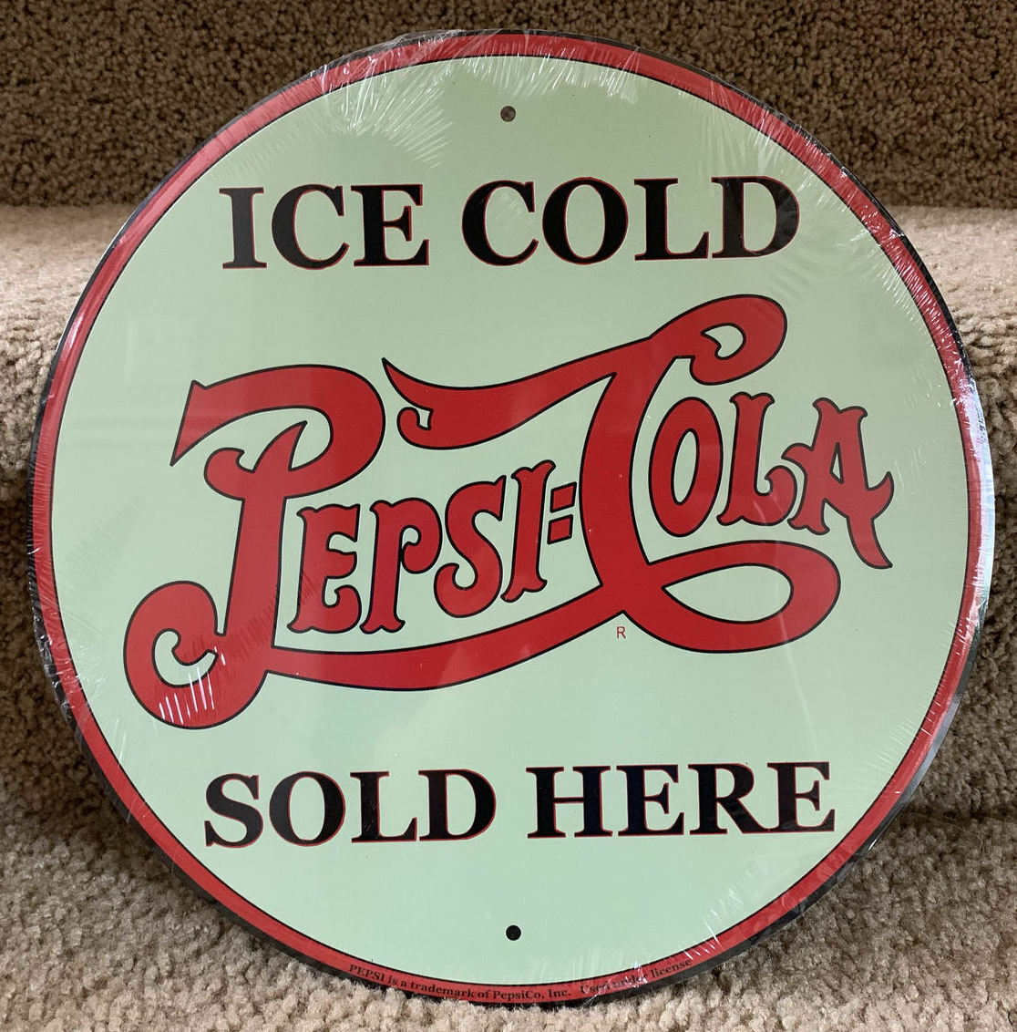 Pepsi Cola Sold Here 12″ Round Tin Metal Sign Nostalgic Retro Home Wall Decor