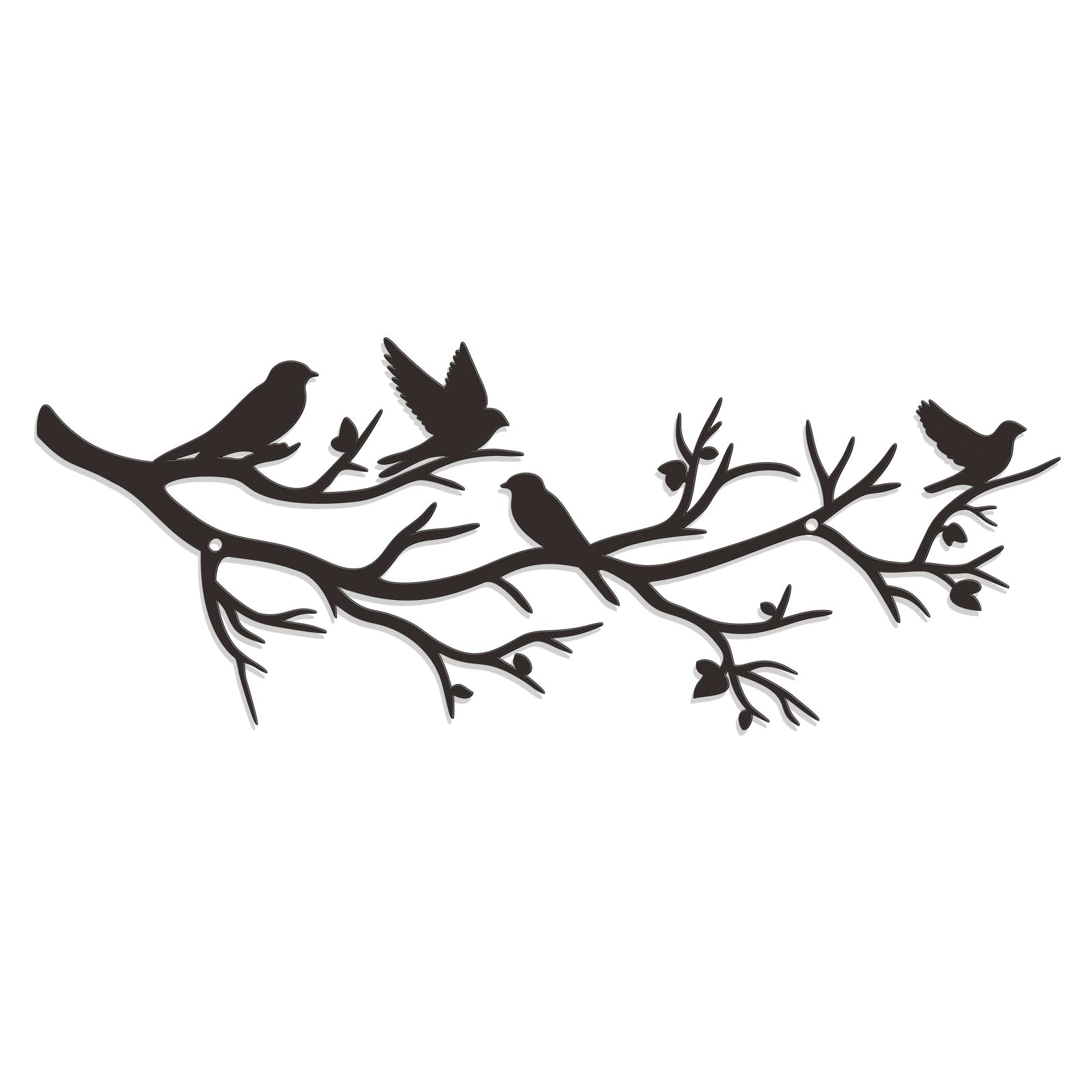 Medium Black Metal Tree With Birds On Branch Wall Art Living Room Garden Decor