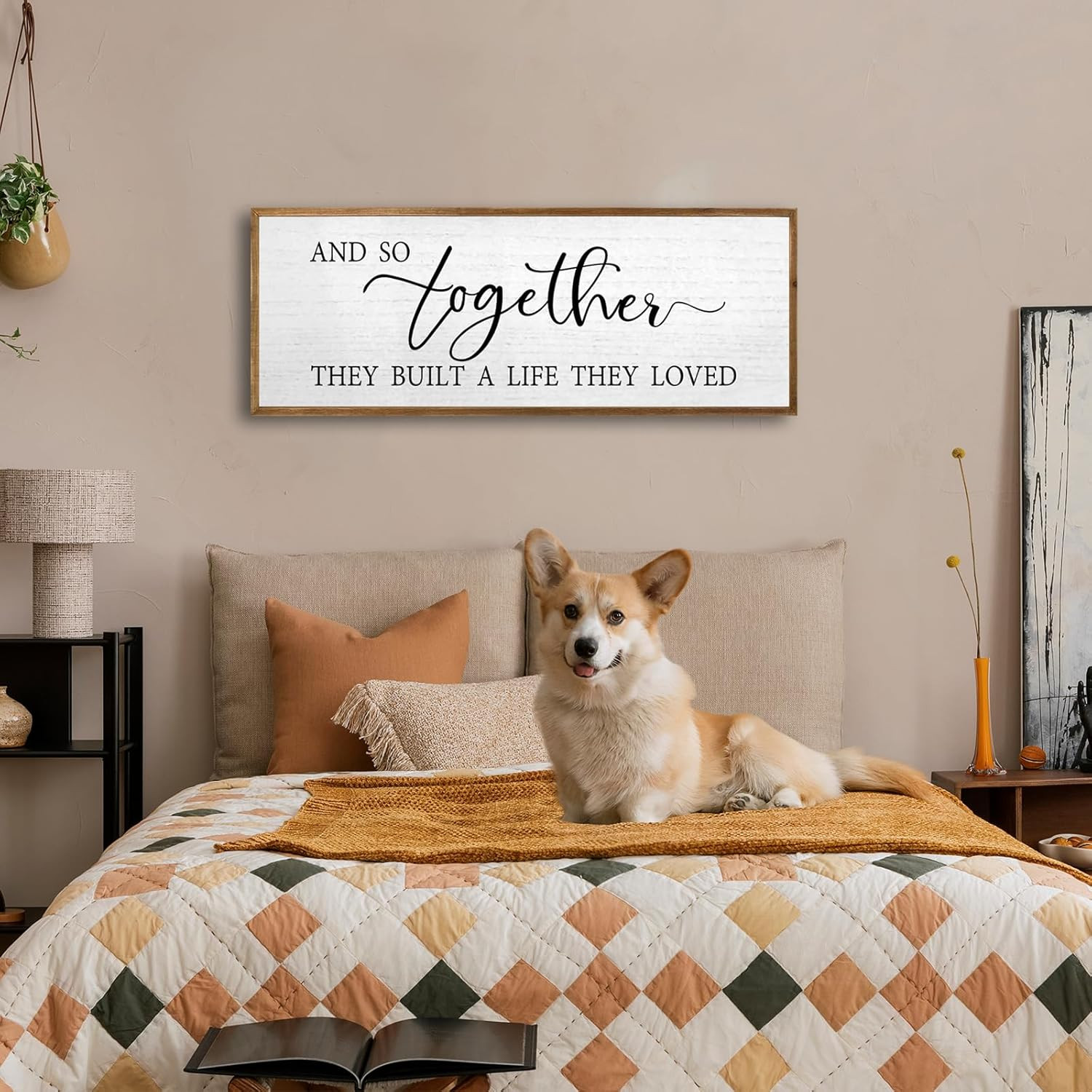 Rustic “Together They Built a Life They Loved” Wall Decor for Bedroom 40″x15