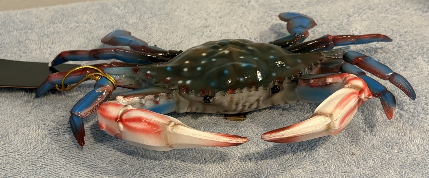 Blue Crab, 10” Wall Decor. Hand painted. Nautical Beach Decor.