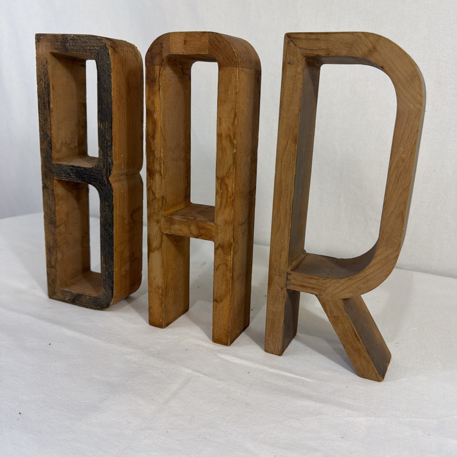 Vintage 10” Tall Solid Wood Letters “BAR”Sign Industrial Architectural Art Deco