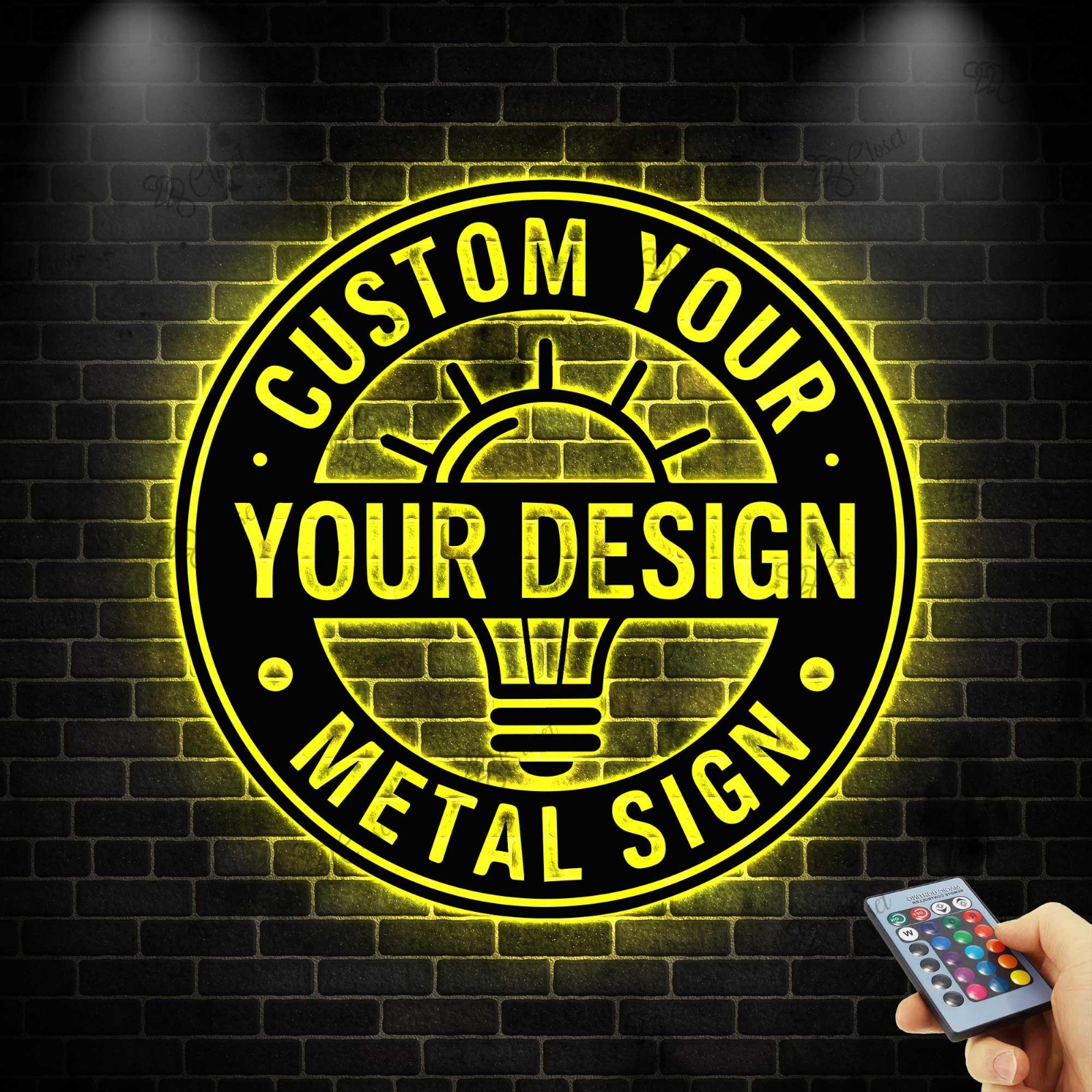 Personalized LED Metal Sign Custom Logo Wall Art Business Name Light Decor